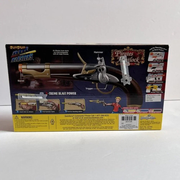 NEW Buzz Bee Air Blasters PIRATES FLINTLOCK Foam Dart Blaster - Picture 2 of 3